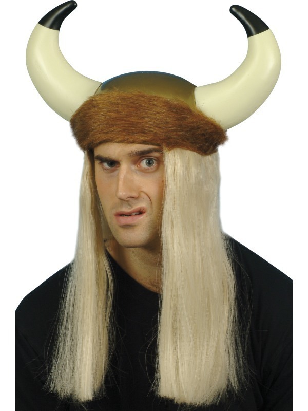 Klobouky-čepice-čelenky - Helma Viking + dlouhé blond vlasy