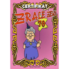 Legrační certifikát zralé ženy 70