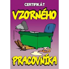 legrační certifikát vzorného pracovníka pod stolem