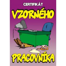 legrační certifikát vzorného pracovníka pod stolem